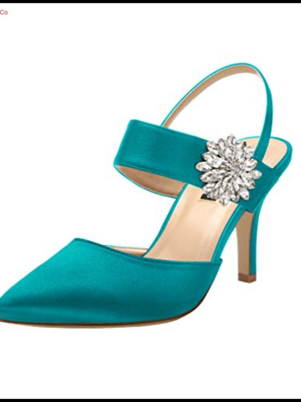 ERIJUNOR Women's Mid Heel Slingback Satin Dress Pumps Pointed Toe Rhinestone